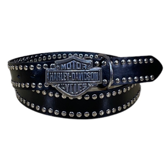Harley-Davidson Other - HARLEY-DAVIDSON Vintage 1996 Mens Black & Silver Studded Belt With Buckle Sz 40